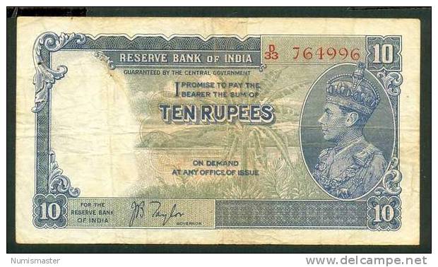 RARE , INDIA , 10 RUPEES ND , P-19a - Inde