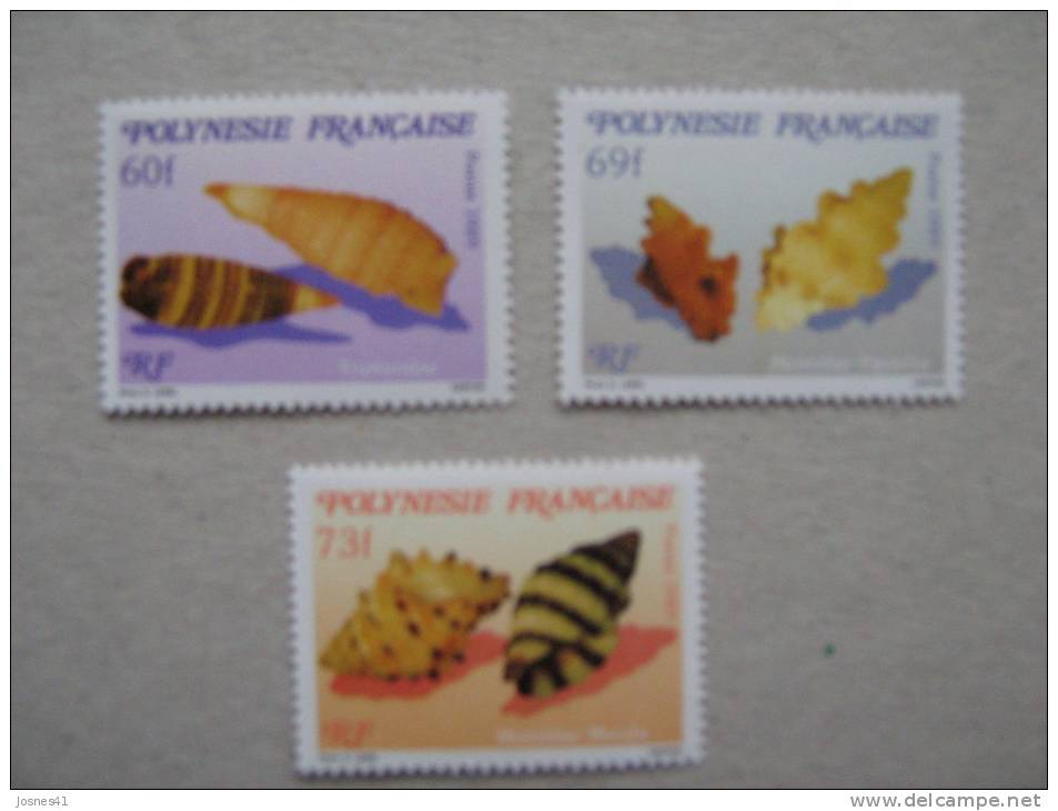 1989  POLYNESIE  P 343/345 * *   SERIE   COQUILLAGES - Unused Stamps