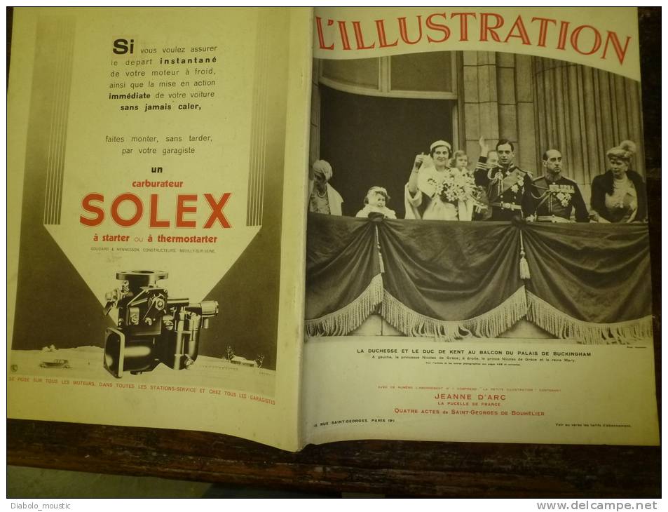 1934  Mariage Princier GB ;Autogire;Hélène Boucher ; Corneille Petite Couronne ; Roman D'un Espion ;Sem ; Jeanne D'Arc - L'Illustration