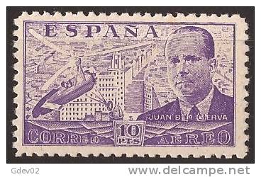 ES940-947SA-A573TPSC-CG.Spain Espagne.INGENIERO. JUAN DE LA CIERVA .AUTOGIRO.1941/7. (947**) Sin Charnela MUY BONITO - Otros & Sin Clasificación