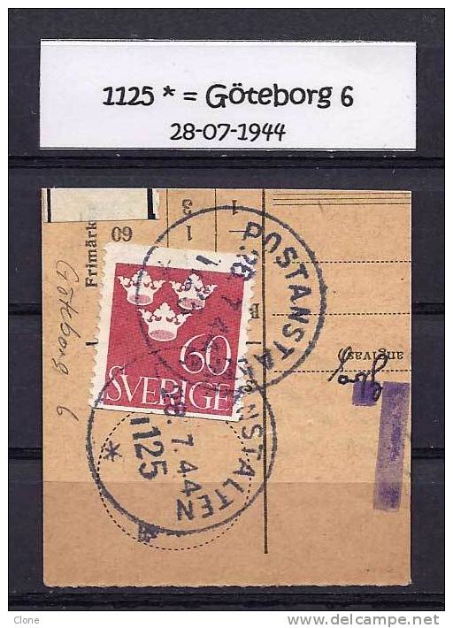Postanstalten - 1125 * = GÖTEBORG 6  (28-07-1944). - Militärmarken