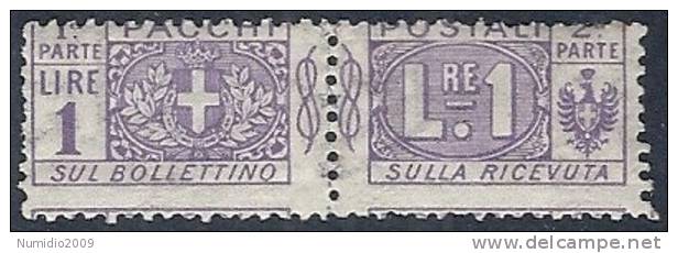 1914-22 REGNO PACCHI POSTALI 1 LIRA MH * - RR10183 - Colis-postaux