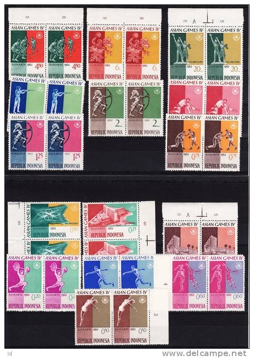 INDONESIA 333_6+345_59+369_64** ASIAN GAMES SPORT COMPLETE 24 VALUES  - IN PAIRS + SHEET BORDERS - Jamaica (1962-...)