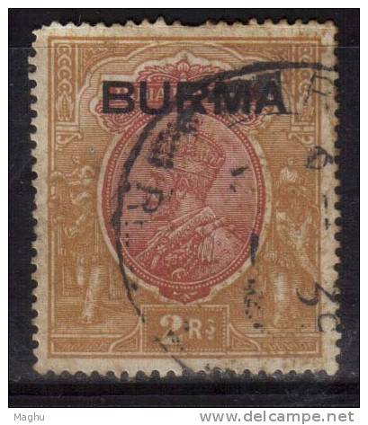 Burma Overprint India On 2 Rs King George V, Used 1937 - Burma (...-1947)