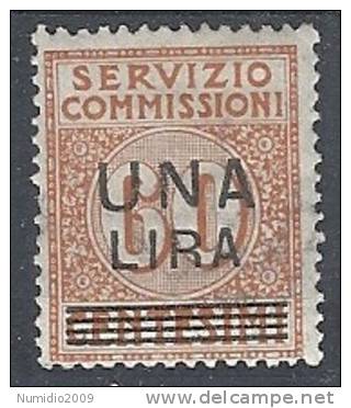 1925 REGNO SERVIZIO COMMISSIONI 1 LIRA SU 60 CENT MH * - RR10189 - Strafport