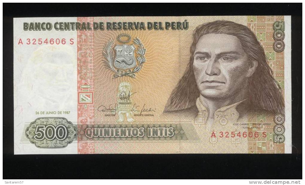 Billet De Banque Nota Banknote Bill 500 QUINIENTOS INTIS PEROU PERU 26/06/1987 - Pérou