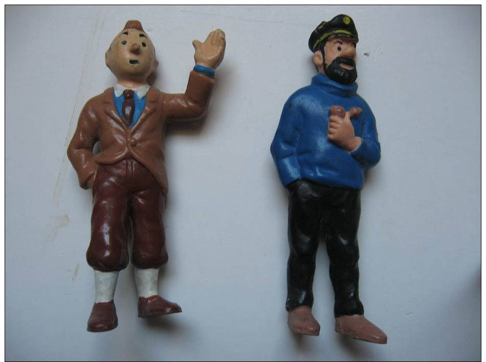 2 FIGURINES: TINTIN, CAPITAINE HADDOCK. (Taille 8cm) - Other & Unclassified