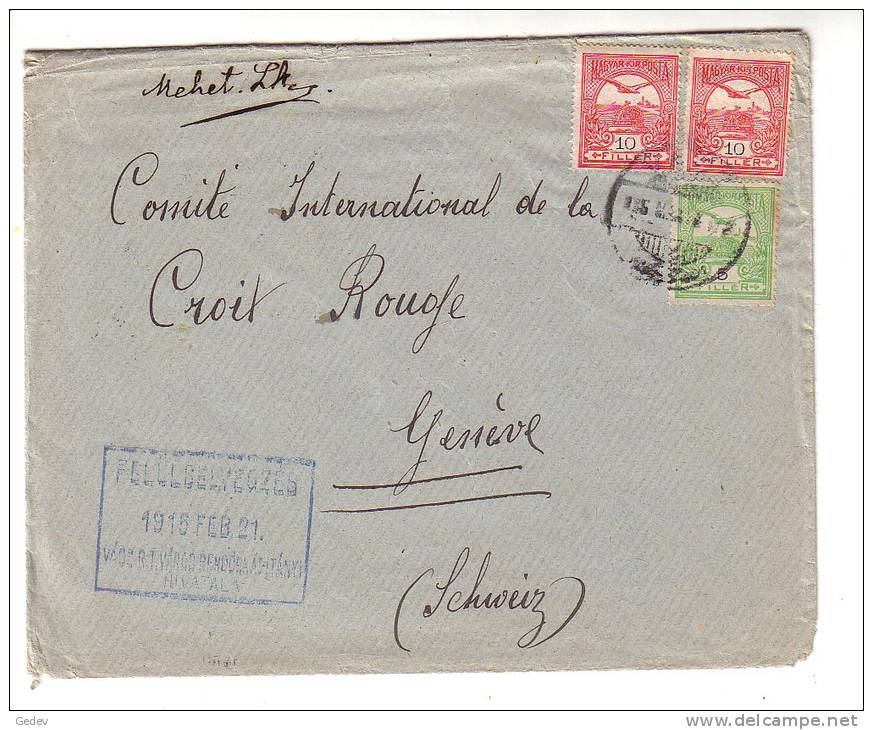 Lettre Magyar, Wacz-Croix Rouge Genève (18315) - Lettres & Documents