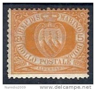 1877-90 SAN MARINO STEMMA 5 CENT MH * - RR10210 - Neufs