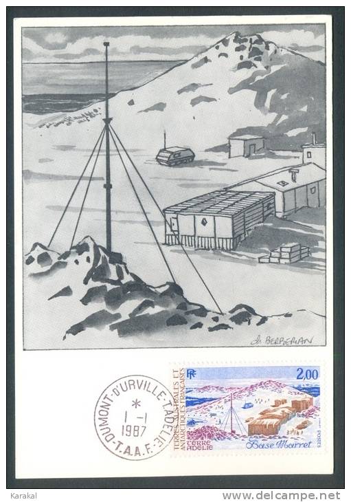 TAAF Y&T 127 Base Marret De Terre Adélie 1987 Dumont-d'Urville 1/1/1987 Carte Maximum - FDC