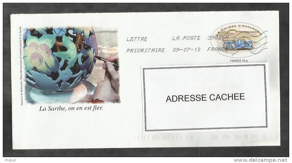 PAP PRET A POSTER SARTHE 72 FAIENCES DE MALICORNE 24 H DU MANS COURSE AUTOMOBILES - Enveloppes Repiquages (avant 1995)