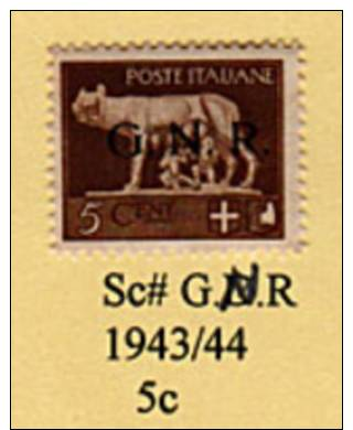 S8161 Italy 1943/44  ( Sc# G.N.R-5c )   UN Cancelled &amp; Hinged - Nuovi