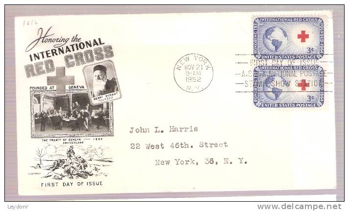 FDC International Red Cross  - Scott # 1016 - 1951-1960