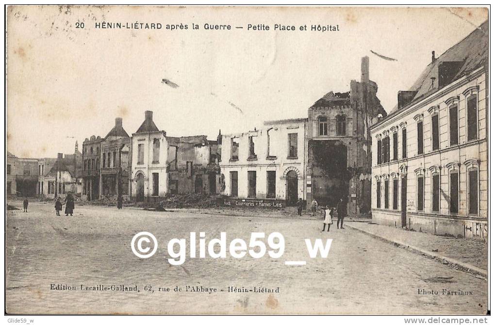 HENIN-LIETARD Après La Guerre - Petite Place Et Hôpital (animée) - N° 20 - Henin-Beaumont