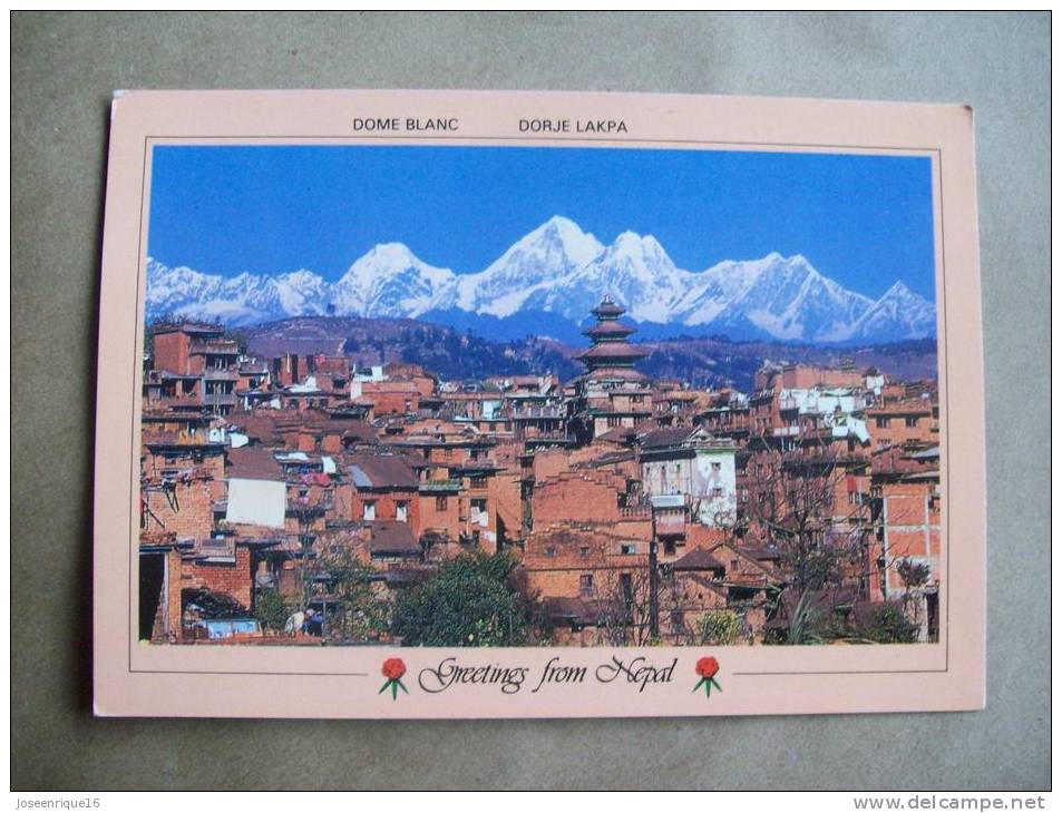 DOME BLANC, DORJE LAKPA GREETINGS FROM NEPAL - BHAKTAPUR AND MOUNTAIN RANGES. NAMASTE - Népal