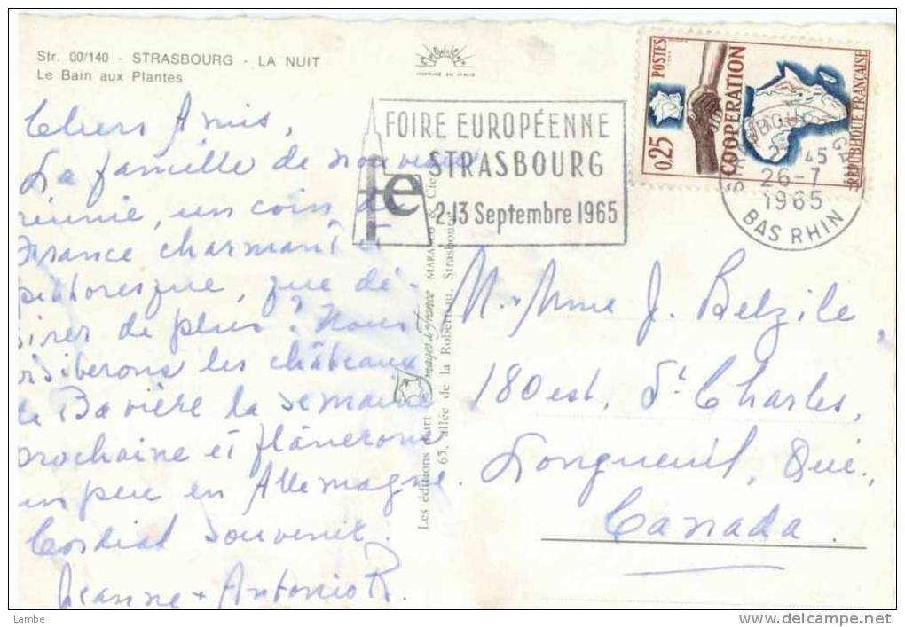 26 Juillet1965 Carte Postale Vers Canada 25c Seul Sur Lettre - 1961-....