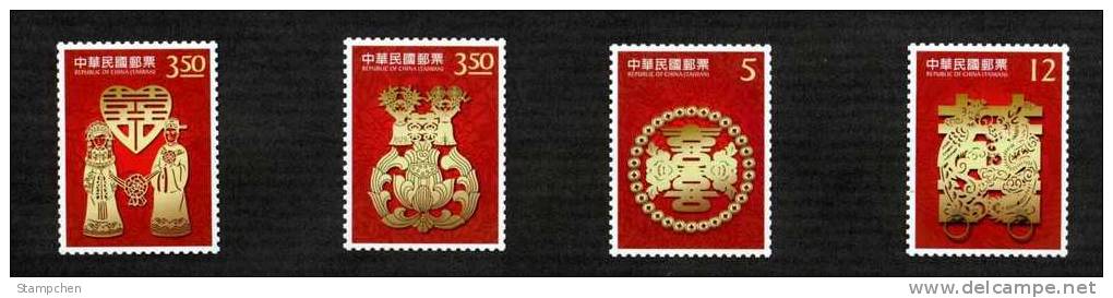 Taiwan 2012 Congratulations Stamps Wedding Dragon Phoenixe Bird Flower Heart Lotus Seed Auspicious Peony Coin Paper Cut - Neufs