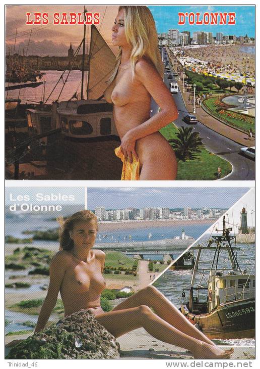 LES SABLES D´ OLONNE ( UN LOT DE 2 CARTES ) NU NUDE NATURISME NUDISME  TRES BON ETAT  ! ! ! - Sables D'Olonne