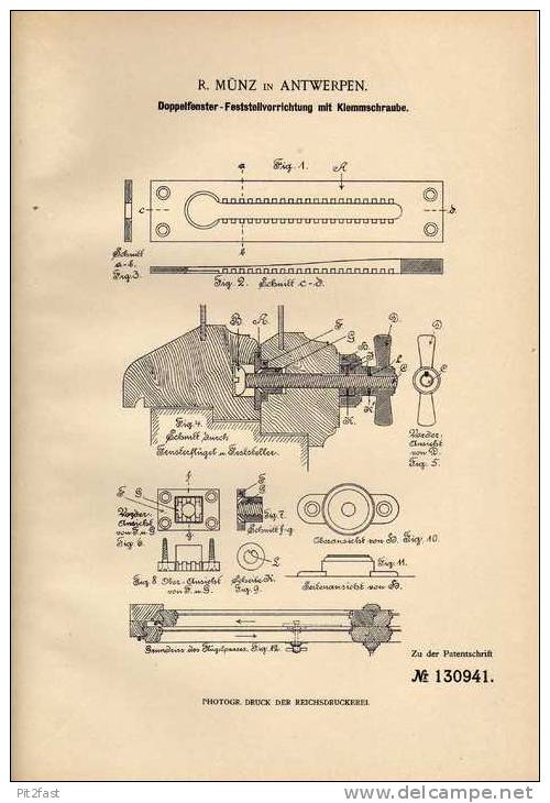 Original Patentschrift - R. Münz In Antwerpen , 1900 , Doppelfenster Mit Feststeller , Fenster !!! - Architectuur