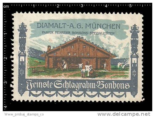 Old Original German Poster Stamp (advertising Cinderella,reklamemarke, Werbemarke ) Farm,cow, Bull,cattle,Kuh,Stier,Rind - Vaches