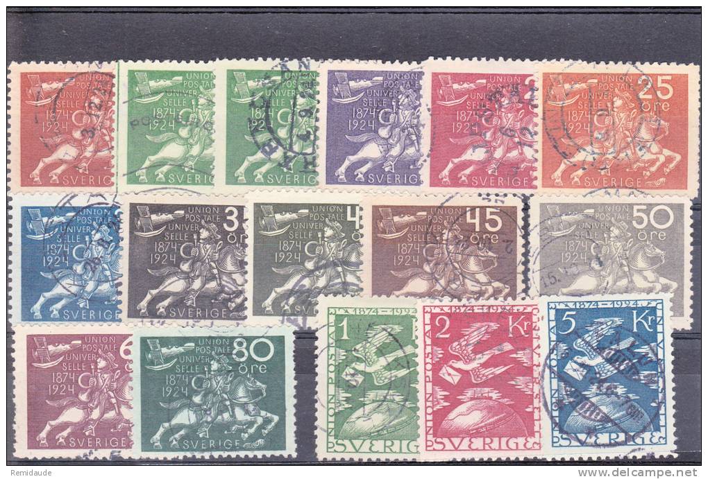 1924 - SUEDE -  YVERT N° 178/192 OBLITERES - COTE = 800 EUR. - UPU - Used Stamps