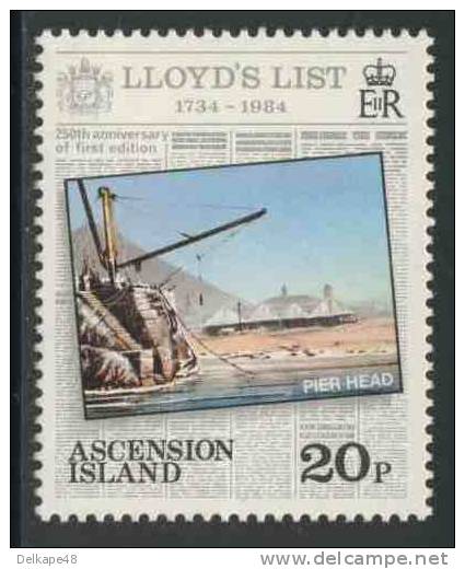 Ascension 1984 Mi 362 YT 359 Sc 353 ** Pier Head / Ladegeschirr  - "Lloyd's List" - Newspaper / Schiffsnachrichtenblatt - Ascension