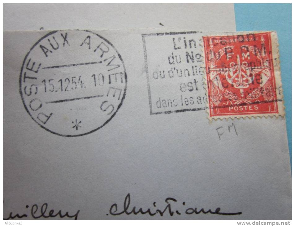 MILITARIA Lettre+ Courrier à En Tête 40T 1é CIE SP 74 622 +Timbre F.M 12+ Cachet à Date Poste Aux Armées 54 Pr Marseille - Cachets Militaires A Partir De 1900 (hors Guerres)