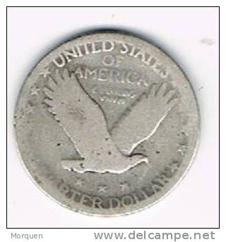 Moneda De 1/4 De Dolar Plata 1917-1930. Liberty Y Aguila - 1916-1930: Standing Liberty (Liberté Debout)