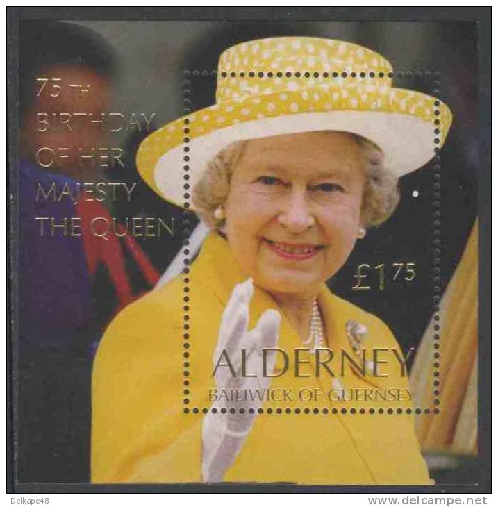 Alderney 2001 B9 - Mi 166 ** Queen Elizabeth II (*1926, Reg. Seit 1952) - 75th Birthday / Königin / Reine / Koningin - Alderney