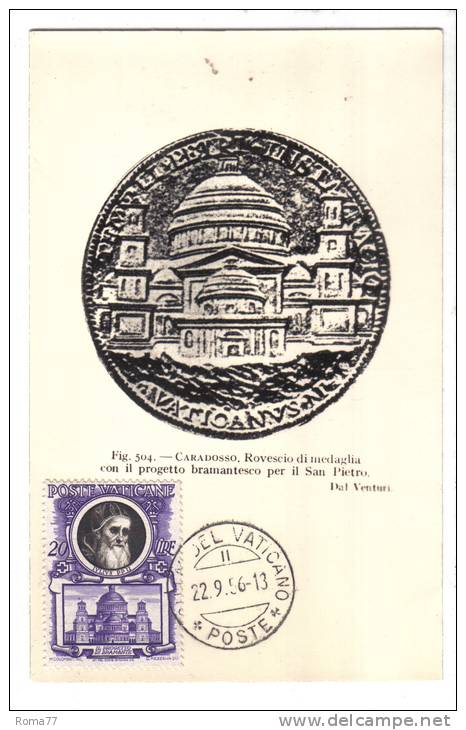 BA88 - VATICANO , San Pietro Con Annullo Del 22/9/1956 - Lettres & Documents