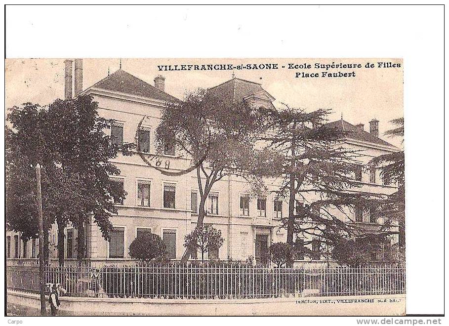 VILLEFRANCHE-SUR-SAÔNE. - Ecole Supérieure De Filles, Place Faubert. - Villefranche-sur-Saone