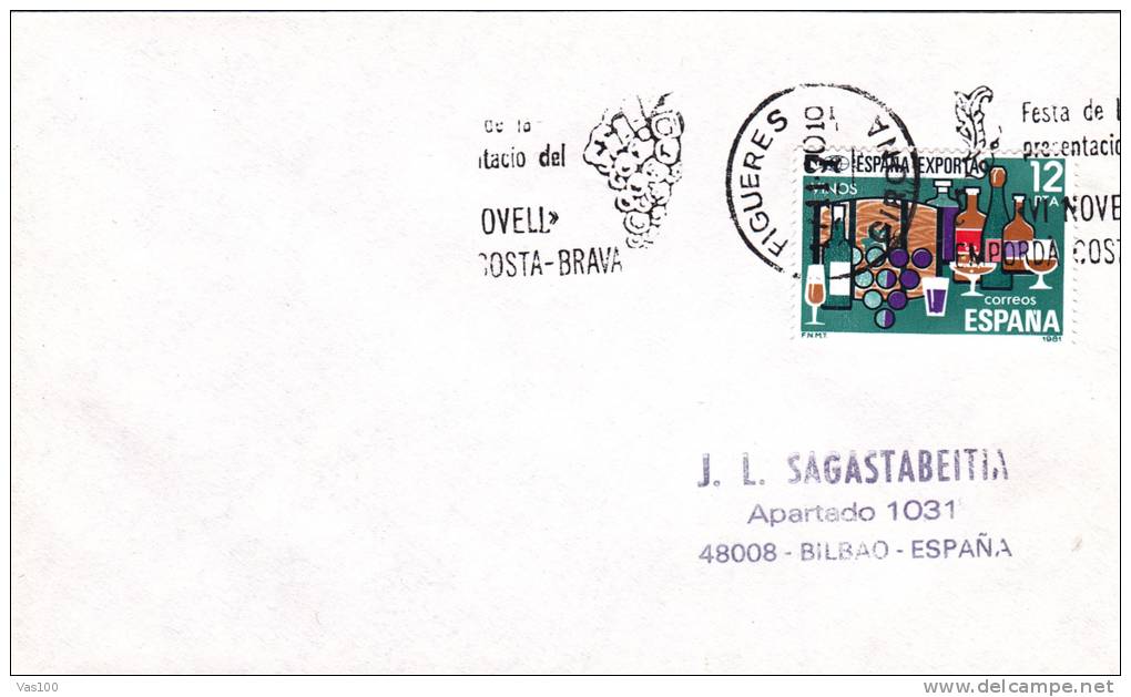 WINE, GRAPES, EXPORT, METER MARK ON COVER, SPAIN - Vinos Y Alcoholes