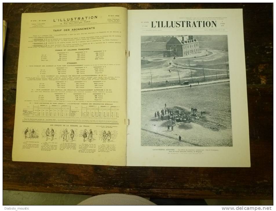 1933  Drame Avion "City Of Liverpool" à Eesen(Belg.) ;Nazi ;Croiseur All; Manaos;Hippisme;Cargo ESTRID échoué P-du-Raz; - L'Illustration