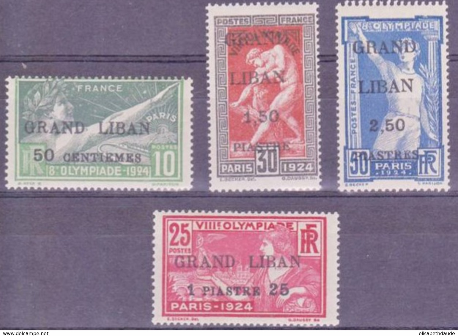 GRAND LIBAN - 1924 - YVERT N° 18/21 * - COTE = 180 EUR. - JEUX OLYMPIQUES - Neufs