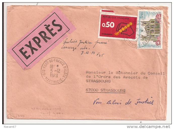 S277 - EXPRES FORT DE FRANCE BALATA Martinique - 1973 - Tarif 4,00 Francs - - 1961-....