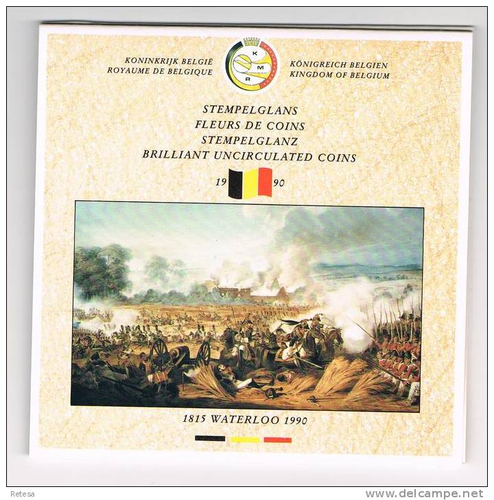 BELGIE  M/MS15  MUNTENSET  175 JAAR  SLAG VAN WATERLOO  1990 - FDC, BU, Proofs & Presentation Cases