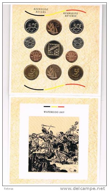 BELGIE  M/MS15  MUNTENSET  175 JAAR  SLAG VAN WATERLOO  1990 - FDC, BU, BE & Coffrets