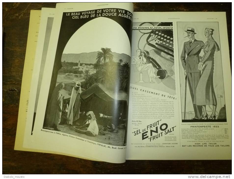 1933  Affiches(Phoscao,Autos,AL GERIE,Cassandre) ;NAZI ; Les Sculptures De Bourdelle ; Aviation Rapide US ; Expo Chicago - L'Illustration
