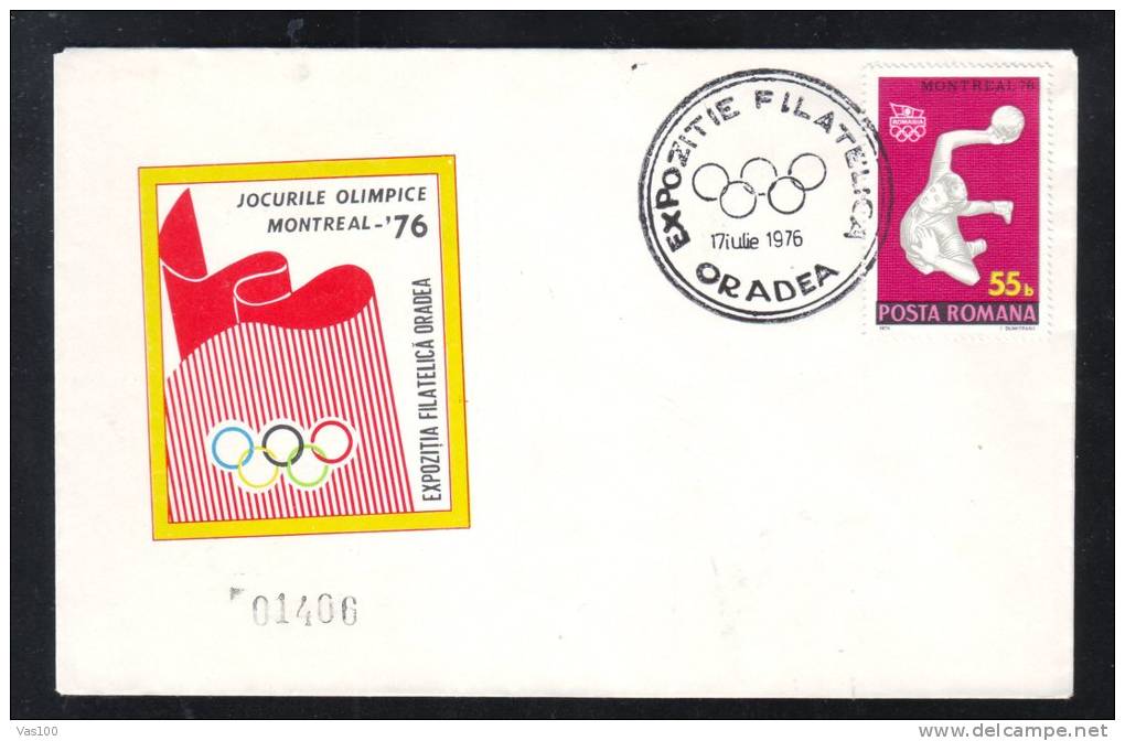 OLYMPIC GAMES, MONTREAL, 1976, SPECIAL COVER, OBLITERATION CONCORDANTE, ROMANIA - Zomer 1976: Montreal