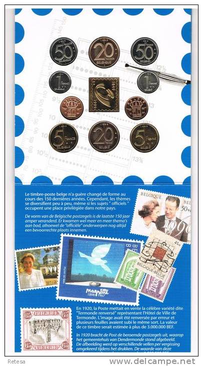 BELGIE  M/MS24  MUNTENSET 150 JAAR  BESTAAN POSTZEGEL VAN BELGIE  1999 - FDC, BU, Proofs & Presentation Cases