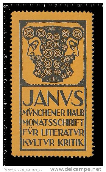 Old Original German Poster Stamp(advertising Cinderella) Mythology, Janus, God Of Beginnings And Transitions, Mythologie - Mythologie