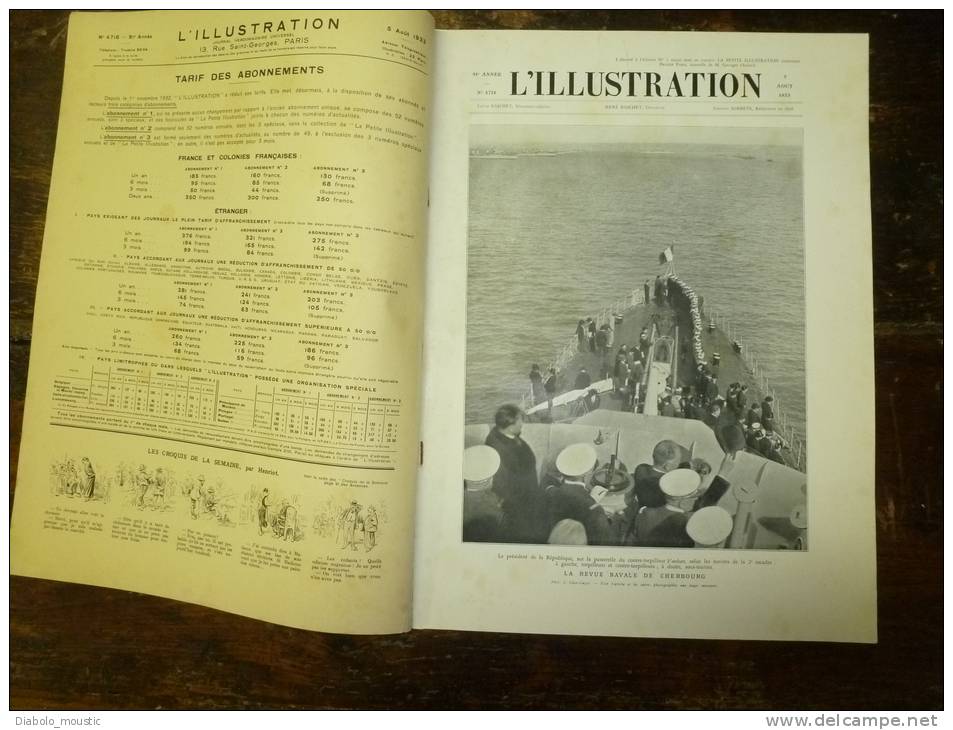 1933 Port Profond Et Gare Maritime Cherbourg ;Coupe Davis;Fêtes Orange;Mobilier National;Tribschen; Guerre-sape; Dinard - L'Illustration