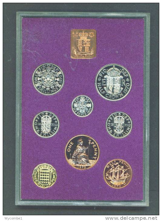 UNITED KINGDOM  -  1970 Proof Set In Case  (2s6d, 2s, 1s X 2, 6d, 3d, 1d, 1/2d) - Mint Sets & Proof Sets