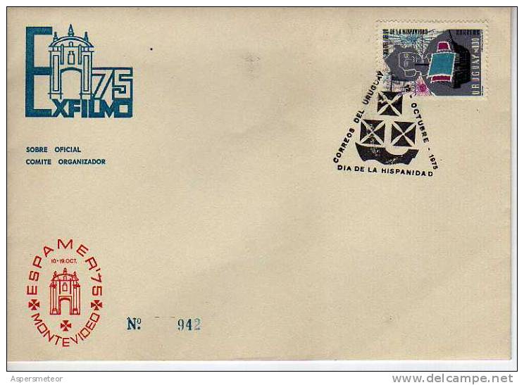 EXFILMO 75 ESPAMER 75 MONTEVIDEO  FDC SOBRE  1ER DIA DE EMISION  URUGUAY  OHL - Uruguay