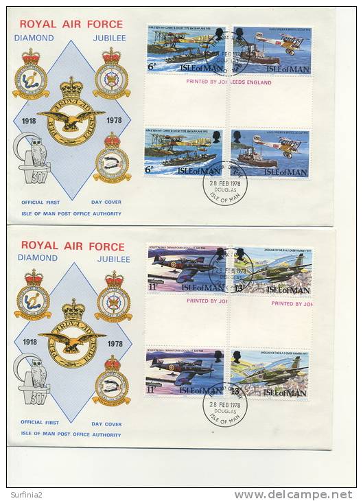 IOM FDC - 1978 ROYAL AIR FORCE - PAIR OF FDC With GUTTER PAIRS - Isola Di Man