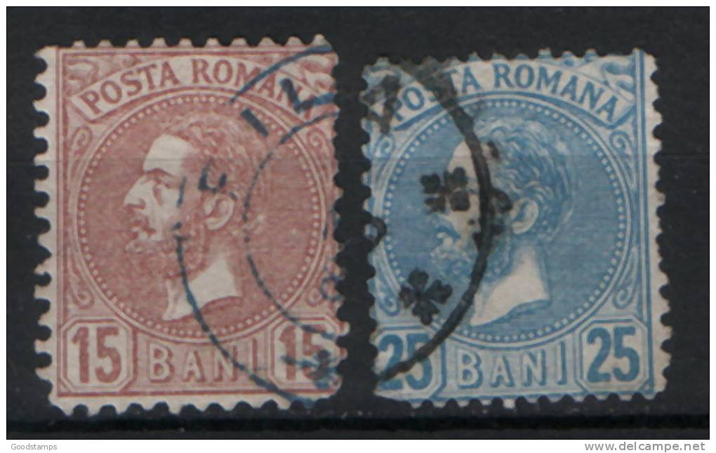 Romania 1880,Prince Carol I  , Used Set,  Sc. 73-74 / Michel 55-56 - 1858-1880 Fürstentum Moldau