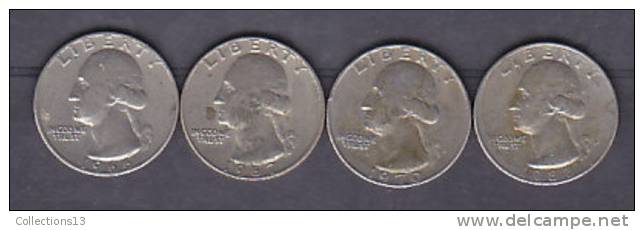 ETATS UNIS - 25 Cents (4 Pieces) 1966-1967-1970-1986 - Sin Clasificación