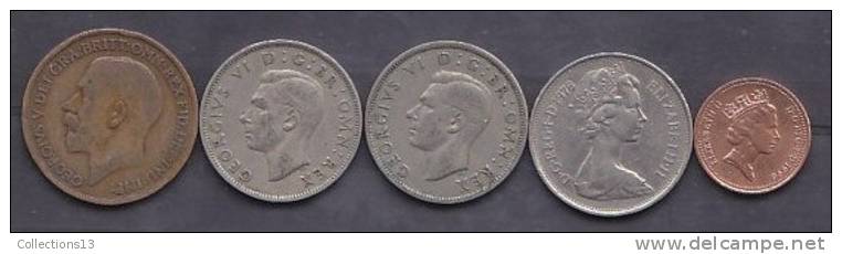 GRANDE BRETAGNE (5 Pieces) 1 Penny 1916- 2 Shillings 1948(2)- 10 Pence 1976 - 1 Penny 1996 - M. Sammlungen