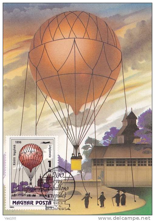 BALOON, 1983, CM. MAXI CARD, CARTES MAXIMUM, HUNGARY - Zeppelines