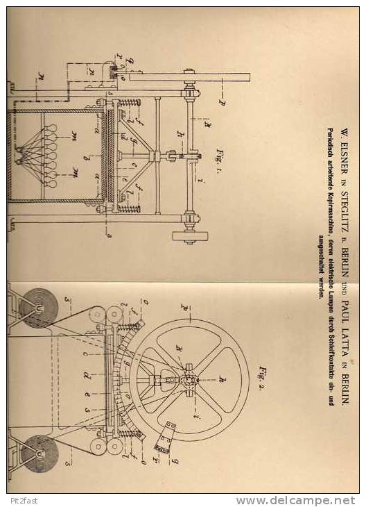 Original Patentschrift - W. Elsner In Steglitz B. Berlin , 1900 , Kopiermaschine , Kopierer !!! - Machines